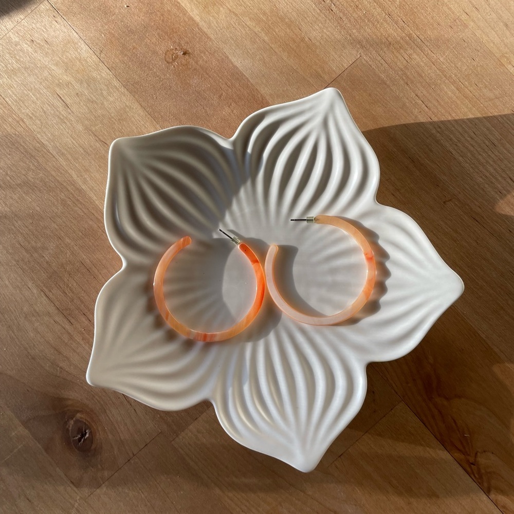 Orange Hoop Earrings - Picture 2 of 5